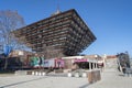 The Slovak Radio Building (Budova Slovenskeho rozhlasu) shaped like an upside down