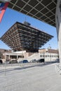 The Slovak Radio Building (Budova Slovenskeho rozhlasu) shaped like an upside down