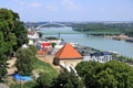 Top view on the beautiful old buildings in the old town of Bratislava city. Slovakia Royalty Free Stock Photo