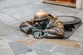 Cumil man at work statue in Bratislava, Slovakia Royalty Free Stock Photo