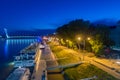 Embankment of Danube river in Bratislava at night Royalty Free Stock Photo