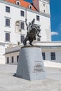 Equestrian statue of Svatopluk I at the Honorary Courtyard at Bratislava Castle in capital of Slovakia