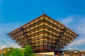 BRATISLAVA, SLOVAKIA, MAY 28, 2016: Slovak Radio (Slovensky rozhlas) building shaped like an inverted pyramid in