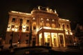 Night closeup on the The old Slovak National Theater in the city center of Bratislava, Slovakia Royalty Free Stock Photo