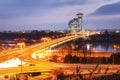 Bratislava, Slovakia: 25, november, 2019 - bridge over the Danube River in Bratislava, Bridge SNP. Evening view on the bridge Royalty Free Stock Photo