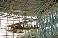 The old plane hangs from the ceiling in departure hall of Bratislava airport, Slovakia