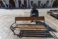 Statue of Napoleon`s soldier at the Main Square in Bratislava on a sunny day Royalty Free Stock Photo