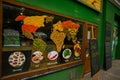 Bratislava,Slovakia: Unusual sign with seasonings. World map and spices