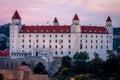 View on Bratislava castle from the new bridge SNP bridge Royalty Free Stock Photo