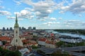 Bratislava, Slovakia: View on Bratislava city with St. Martin`s Cathedral and Danube river
