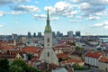 Bratislava, Slovakia: View on Bratislava city with St. Martin`s Cathedral and Danube river