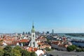 Bratislava, Slovakia: View on Bratislava city with St. Martin`s Cathedral and Danube river