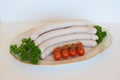 Bratwurst, German Bratwurst, German Sausages, Weiss-wurst, Bavarian Sausages, Food Royalty Free Stock Photo