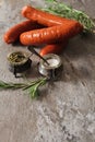 bratwurst grill with salt and pepper rosemary Royalty Free Stock Photo