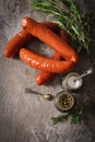bratwurst grill with salt and pepper rosemary Royalty Free Stock Photo