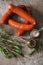 bratwurst grill with salt and pepper rosemary