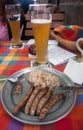 Bratwurst, sauerkraut and beer Royalty Free Stock Photo