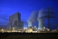 Lignite power plant at twilight in Germany Royalty Free Stock Photo