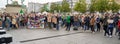 Fridays for future demonstration Germany, Braunschweig, crowd of protesters gathering