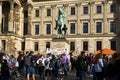 A group of demonstrators at the FFF under the equestrian statue of Duke August on the Schlossplatz with the call to action