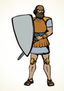 Knight with sword. Vector drawing Royalty Free Stock Photo