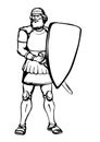 Knight with sword and spear. Vector drawing Royalty Free Stock Photo