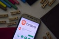 Brave Browser: Fast Adblocker App on Smartphone screen.