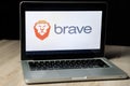 Brave browser logo on a laptop screen, Slovenia - December 23th, 2018 Royalty Free Stock Photo