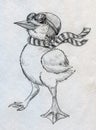 Brave cartoonish duckling pilot Royalty Free Stock Photo