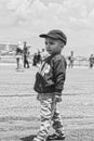 Brave but cute little boy standing tall, Bandung Air Show 2017