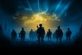 Brave in the Dark Army soldier silhouettes embody valor Royalty Free Stock Photo