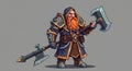 Cartoon Dwarf Warrior Character Holding Battle Axe Royalty Free Stock Photo