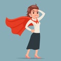 Brave female power super hero ready for action businesswoman girl character retro woman cartoon design vector Royalty Free Stock Photo