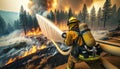 Brave Firefighter Battles Raging Forest Blaze with Determination