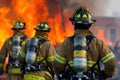 Brave firefighters ready for action Royalty Free Stock Photo