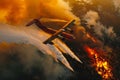 Brave Firefighting Plane Battling Intense Forest Blaze