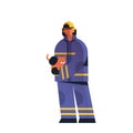Brave fireman rescuing cat firefighter wearing uniform and helmet firefighting emergency service extinguishing fire