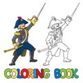 Brave general or officer with sword. Coloring book