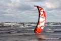 Brave girl skillfully copes with a sail