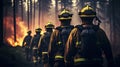 Brave Guardians of the Wild Volunteer Firefighters Battling a Raging Forest Fire with Courage. created with Generative AI