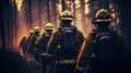 Brave Guardians of the Wild Volunteer Firefighters Battling a Raging Forest Fire with Courage. created with Generative AI