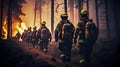 Brave Guardians of the Wild Volunteer Firefighters Battling a Raging Forest Fire with Courage. created with Generative AI