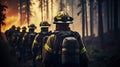 Brave Guardians of the Wild Volunteer Firefighters Battling a Raging Forest Fire with Courage. created with Generative AI