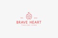 Brave Heart Icon Logo. Burning Love.