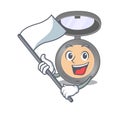 A brave highlighter mascot character design holding a white flag