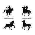 Brave hussar and horse silhouette illustration vector template