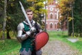 Brave knight ready for battle  fighter powerful medieval Royalty Free Stock Photo