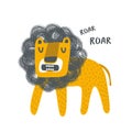 Brave lion animal king of jungle illustration.