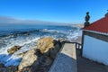 Brave sea on Miramar Beach in Porto, Portugal Royalty Free Stock Photo