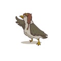 Brave seagull, cartoon steampunk bird illustration for your logo